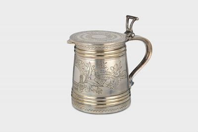 Boccale in Argento Sbalzato, Cesellato e Fuso, Argentiere Peter Pabwlowitsch, San Pietroburgo 189...