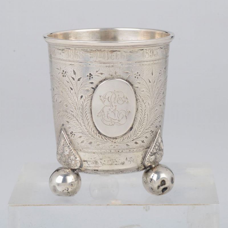 Bicchiere in argento cesellato, Norvegia 1893  - Asta Arredi dalle dimore degli eredi Ercole Marelli e altre provenienze - Cambi Casa d'Aste