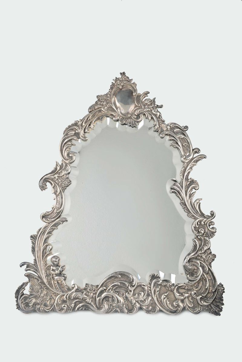 A molten and embossed silver mirror, France 19th century  - Auction Fine Silvers - I - Cambi Casa d'Aste