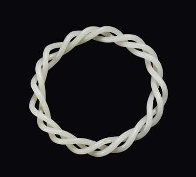 Bracciale Torchon in Giada Bianca a Tre Fili, Cina, Dinastia Qing, XIX Secolo