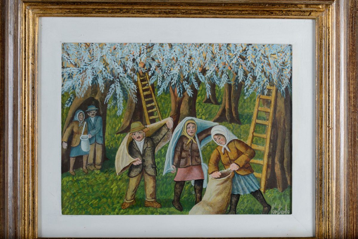 Norberto Proietti (1927-2009)raccolta delle Olive - Scorcio