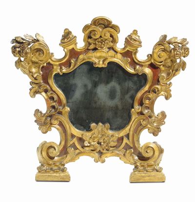 Cartagloria in Legno Intagliato, Dorato e Dipinto, XVIII Secolo