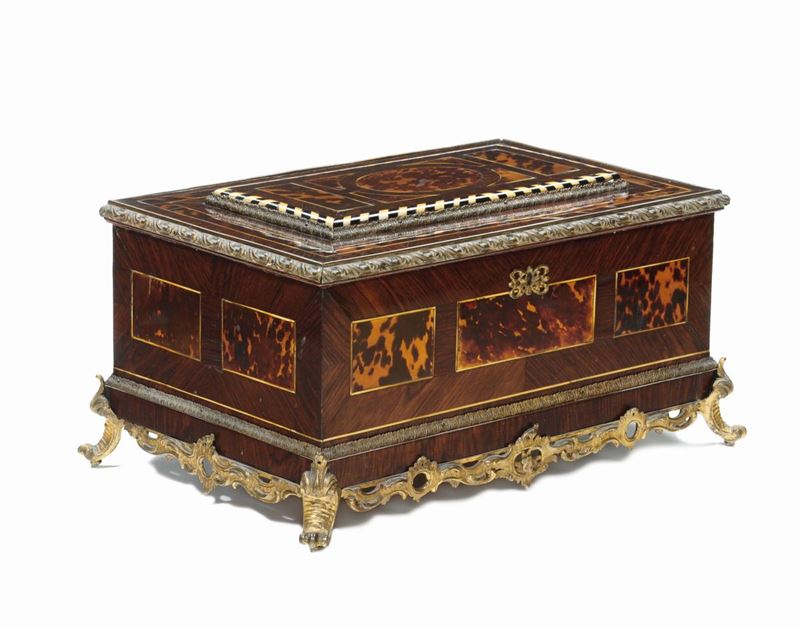 Cassettina in legno, ebano, tartaruga e avorio, Nord Europa XIX secolo  - Auction Furnishings from the mansions of the Ercole Marelli heirs and other property - Cambi Casa d'Aste