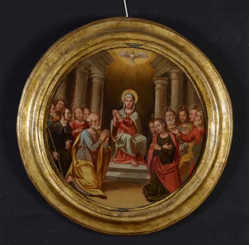 Scuola dell'Italia Centrale del XVII secolo Madonna con apostoli  - Asta Asta a Tempo Dipinti - Cambi Casa d'Aste