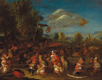 Faustino Bocchi (brescia 1659-1714)bambocciate con Nani
