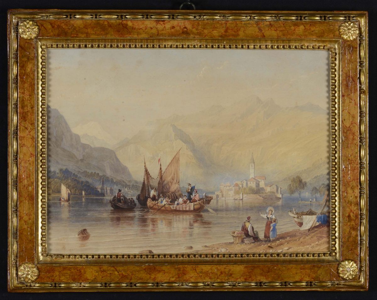 William Purser (1789-1852)paesaggi Lacustri con Figure