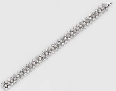 Bracciale Composto da Tre File di Diamanti per Ct 9,90 Circa
