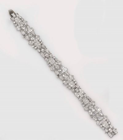 Bracciale con Diamanti Taglio Rotondo e Baguette