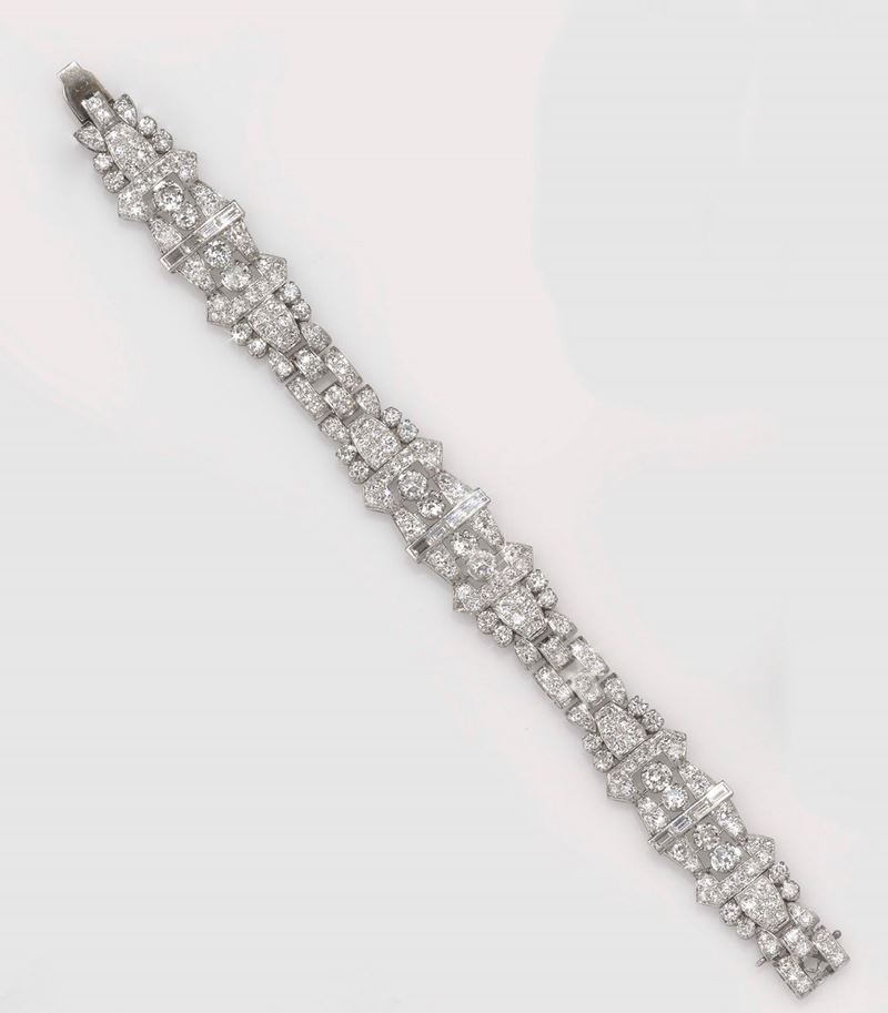 Bracciale con diamanti taglio rotondo e baguette  - Asta Fine Jewels - II - Cambi Casa d'Aste
