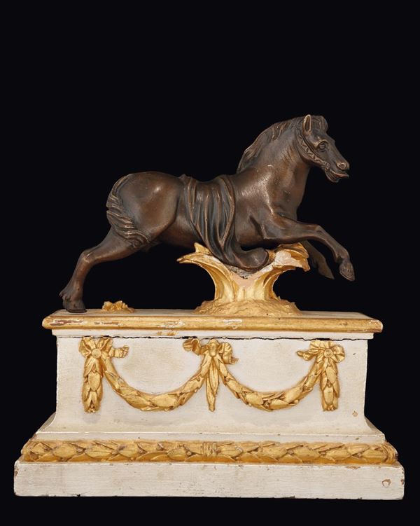 Figura di cavallo in bronzo fuso e cesellato, Francia XIX secolo