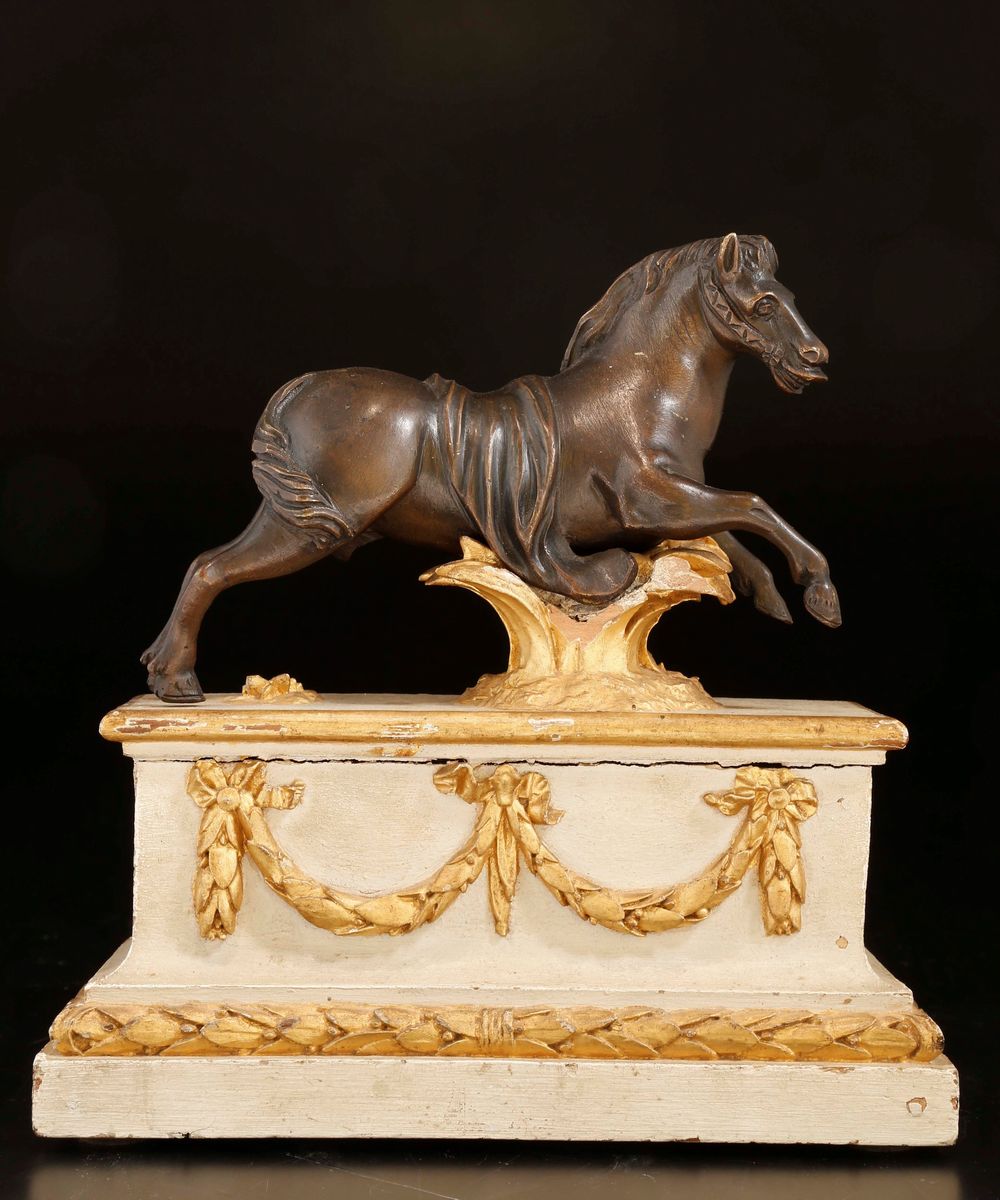 Figura di Cavallo in Bronzo Fuso e Cesellato, Francia XIX Secolo