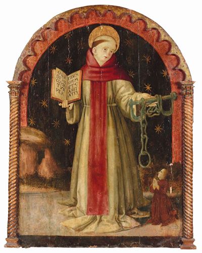 Scuola del XV-XVI Secolosanto che Mostra Tre Virtù Teologali e Donatore