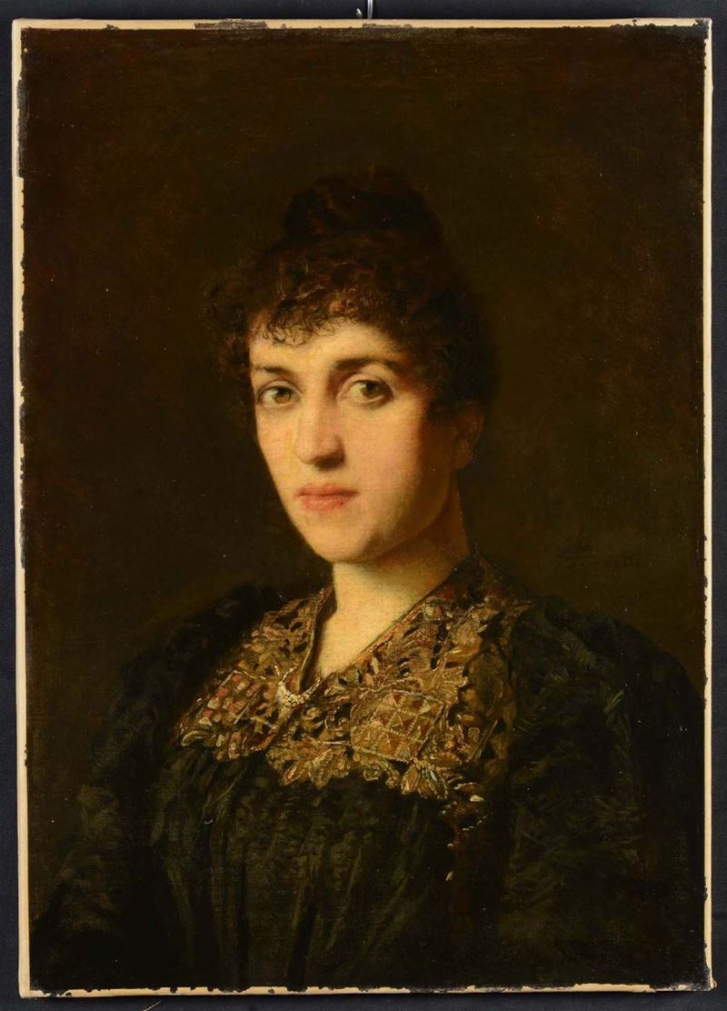Anonimo del XIX secolo Ritratto muliebre  - Auction Paintings online auction - Cambi Casa d'Aste
