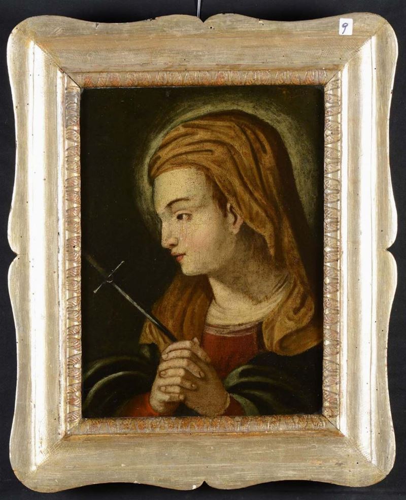Anonimo del XIX secolo Ritratto di Santa con crocefisso  - Auction Paintings online auction - Cambi Casa d'Aste