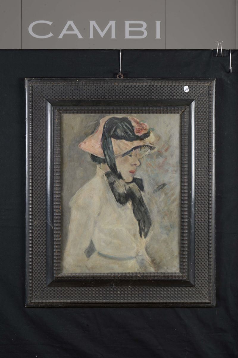 Anonimo del XIX secolo Ragazza con cappello  - Auction Furnishings from the mansions of the Ercole Marelli heirs and other property - Cambi Casa d'Aste