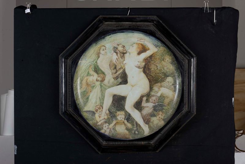Piatto in terracotta raffigurante Baccanale, XIX secolo  - Auction Furnishings from the mansions of the Ercole Marelli heirs and other property - Cambi Casa d'Aste