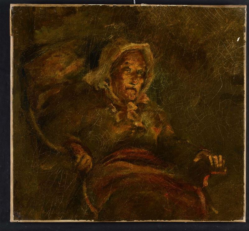 Anonimo del XIX secolo Ritratto di anziana seduta  - Asta Asta a Tempo Pittura - Cambi Casa d'Aste