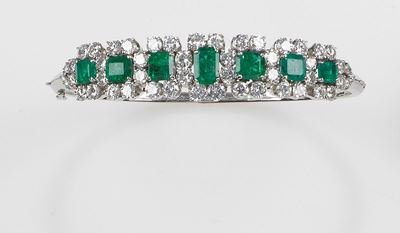 Bracciale Rigido con Smeraldi e Diamanti