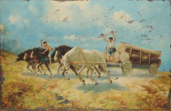 Erminio Kremp (1860-1936) Corsa di carri