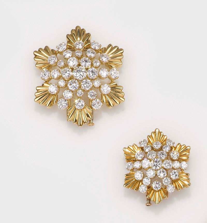 Bulgari, coppia di clips con diamanti  - Asta Fine Jewels - II - Cambi Casa d'Aste