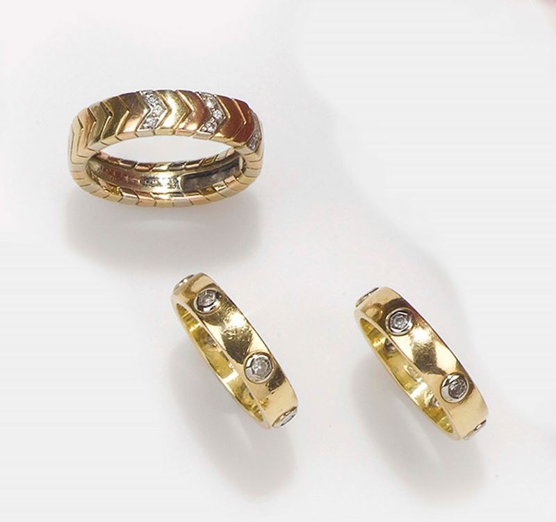 Cartier. Lot of three diamond rings  - Auction Fine Jewels - II - Cambi Casa d'Aste