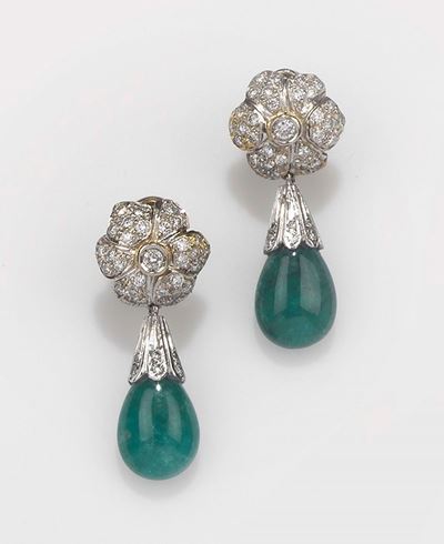 Orecchini con Diamanti e Smeraldi