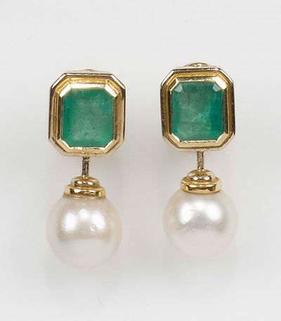 Orecchini con Perle e Smeraldi