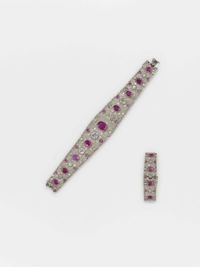 Bracciale con Rubini Burma e Diamanti di Vecchio Taglio