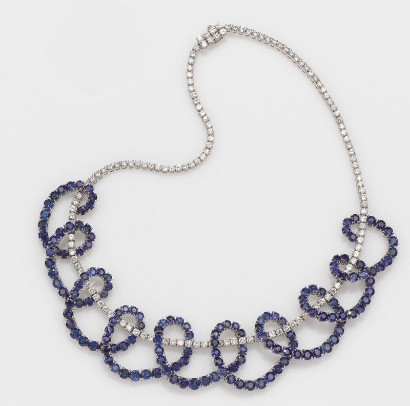 Fasano. A diamond and sapphire necklace  - Auction Fine Jewels - II - Cambi Casa d'Aste