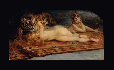 Aleardo Villa (1865-1906)figure Femminili con Tigre