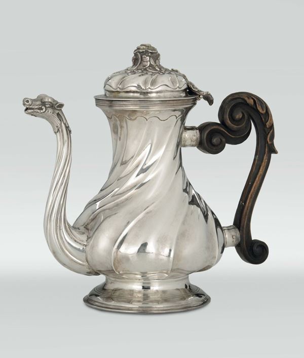 A torchon embossed silver coffee-pot, Genoa, Torretta mark for the year 1769 and monogram GF