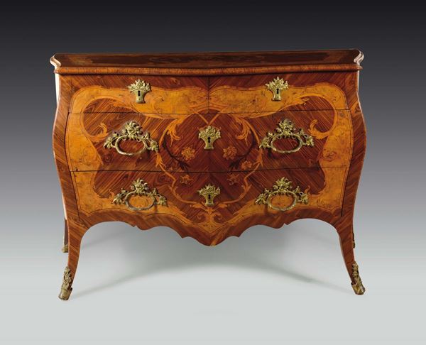 A rare Louis XV veneered and carved dresser, Genoa, around 1765-75