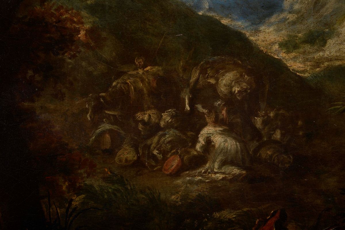 Bartolomeo Guidobono (savona 1654 - Torino 1709)il Viaggio di Giacobbe Orfeo Incanta gli Animali ...