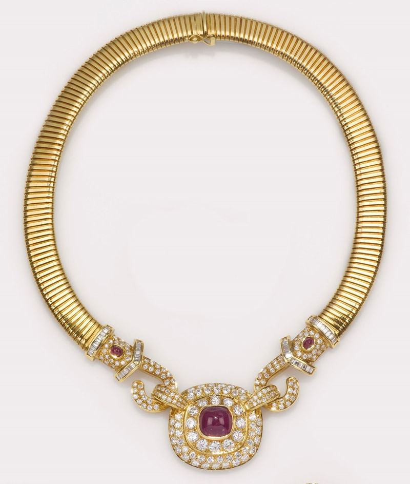 A ruby, diamond and gold necklace  - Auction Fine Jewels - II - Cambi Casa d'Aste