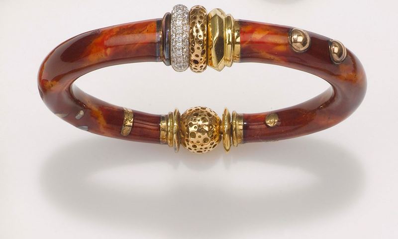 La Nouvelle Bague, bracciale ed orecchini con smalti e diamanti  - Asta Fine Jewels - II - Cambi Casa d'Aste