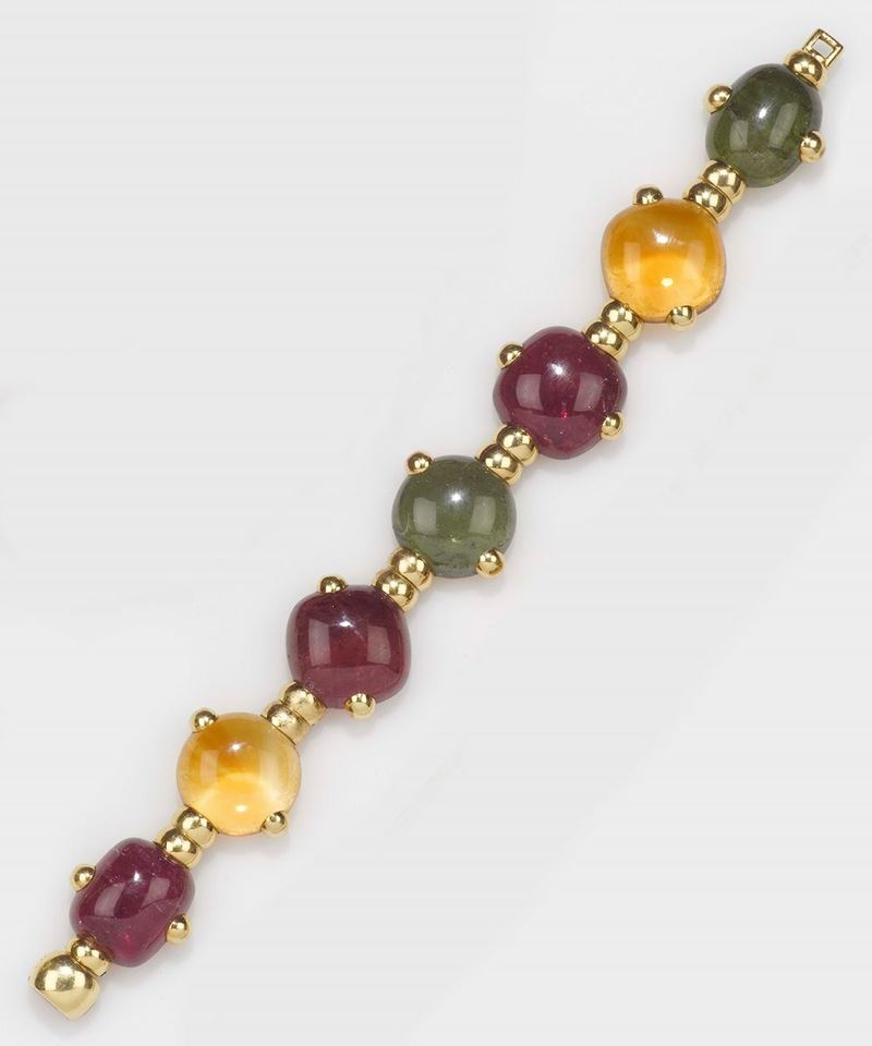 Pomellato, bracciale con tormaline multicolor taglio cabochon  - Asta Fine Jewels - II - Cambi Casa d'Aste