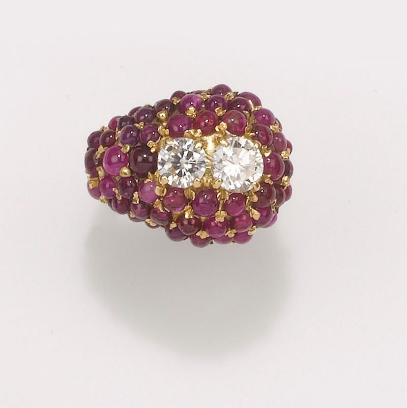 A diamond, ruby and gold ring  - Auction Fine Jewels - II - Cambi Casa d'Aste