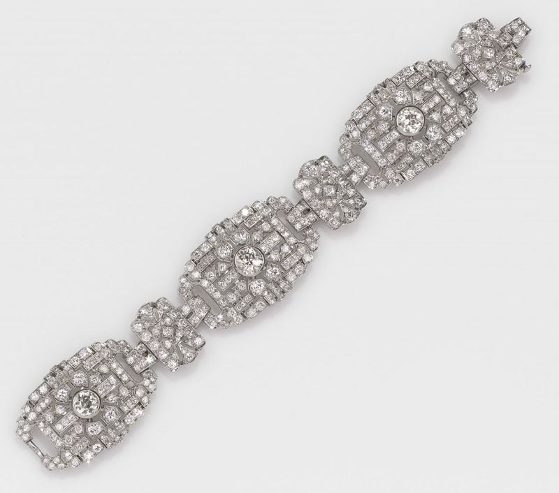 Bracciale con diamanti di vecchio taglio  - Asta Fine Jewels - II - Cambi Casa d'Aste
