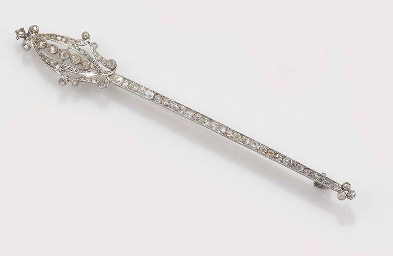 A rose-cut diamond and gold brooch  - Auction Fine Jewels - II - Cambi Casa d'Aste