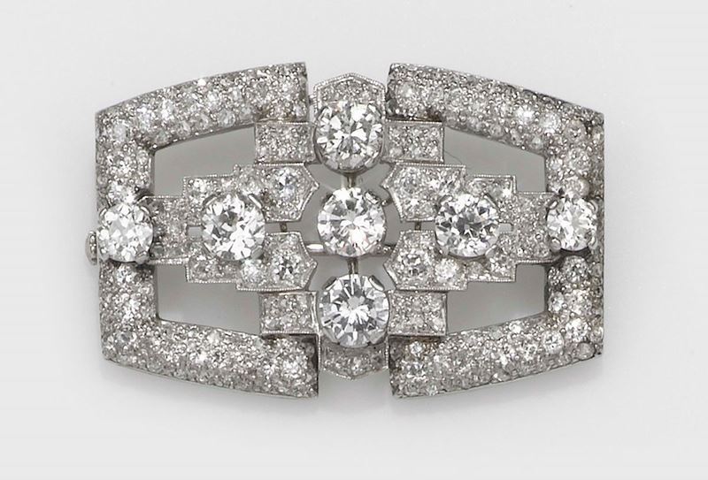 Spilla con diamanti di vecchio taglio  - Asta Fine Jewels - II - Cambi Casa d'Aste