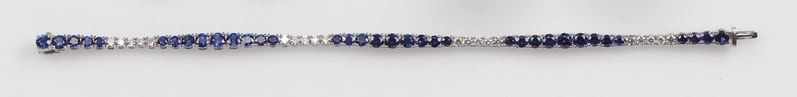 Brarda, Italy. A diamond and sapphire bracelet. Mounted in white gold 750/1000  - Auction Fine Jewels - Cambi Casa d'Aste