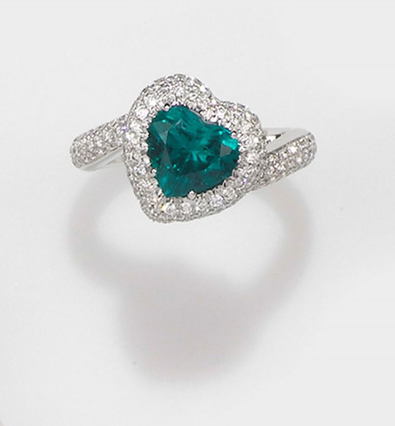 Brarda. Anello Cuore con smeraldo e diamanti  - Asta Fine Jewels - II - Cambi Casa d'Aste