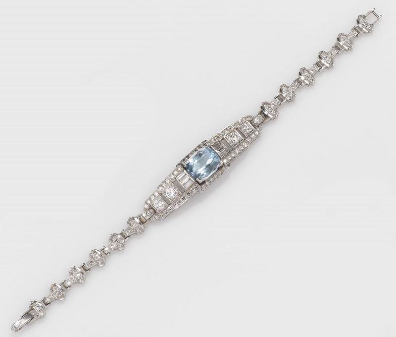 An aquamarine and diamond bracelet  - Auction Fine Jewels - II - Cambi Casa d'Aste