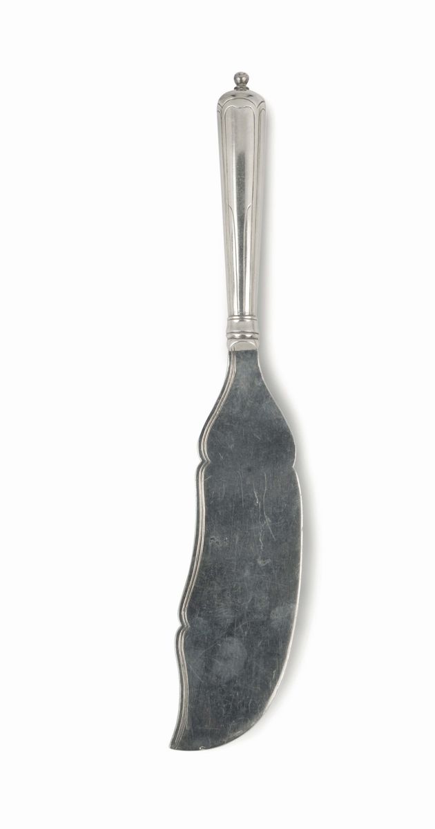 Cucchiaio e Forchetta da Pesce in Argento Cesellato, Argentiere Anton Michelsen, Copenaghen 1860