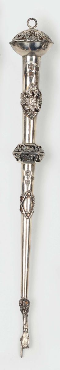 A large embossed and chiselled silver punter (Yad), Moscow 1857  - Auction Furnishings from the mansions of the Ercole Marelli heirs and other property - Cambi Casa d'Aste