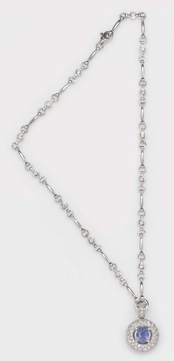 A sapphire and diamond pendant  - Auction Fine Jewels - II - Cambi Casa d'Aste