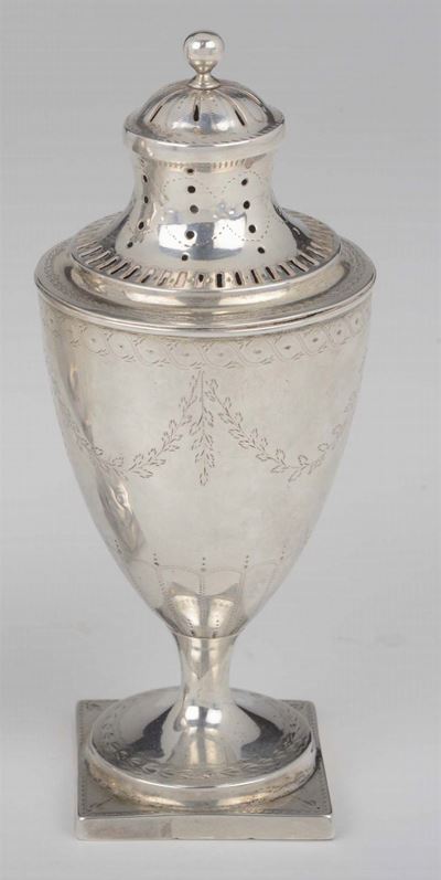 Spargizucchero in Argento Sbalzato, Traforato e Inciso, Argentiere Bendix Christensen (?), Copena...