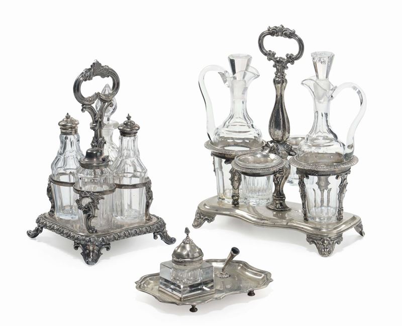 Oliera e calamaio in argento, Italia XX secolo  - Auction Furnishings from the mansions of the Ercole Marelli heirs and other property - Cambi Casa d'Aste