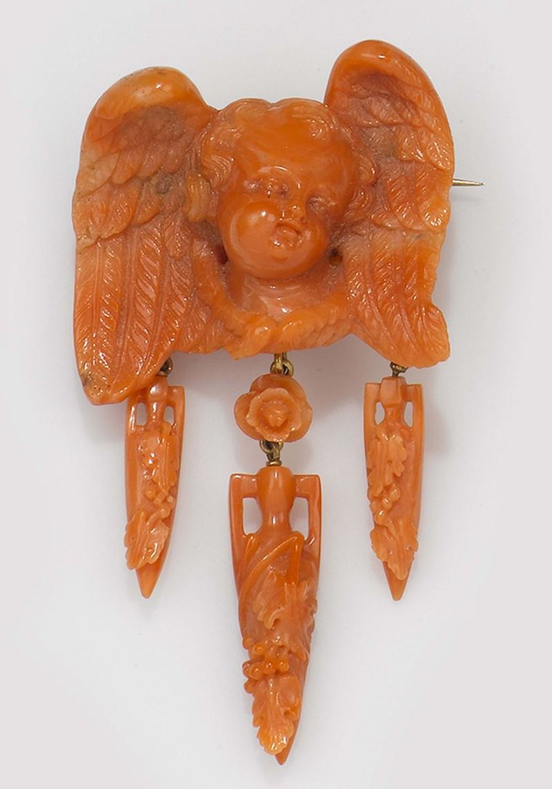 A carved coral brooch  - Auction Fine Jewels - II - Cambi Casa d'Aste