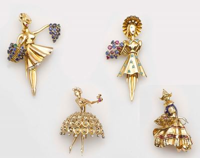 Lacloche Frères Paris Due Spille Ballerina e Due Spille Siglate Vca?